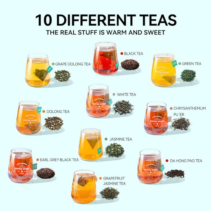 BEI CAI Tea Bags Sampler Assortment Box (50 Count) 10 Different Flavors,Perfect Variety Individually Wrapped Tea Bag,Perfect for Hotels, Offices, Food Service Gift Set &Sampler Variety Pack
