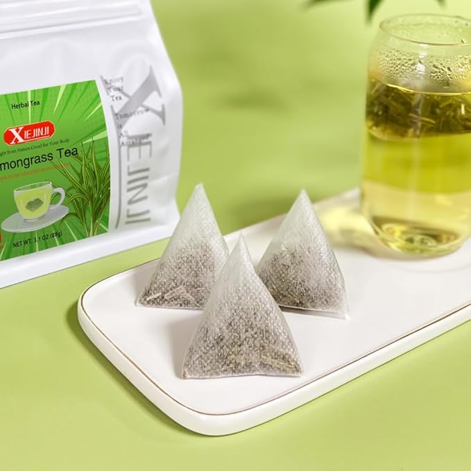 XIEJINJI Lemongrass Tea Bags, 40 Count - Premium Natural Lemongrass Herbal Tea, Caffeine-Free & Non-GMO, Supports Digestion & Relaxation
