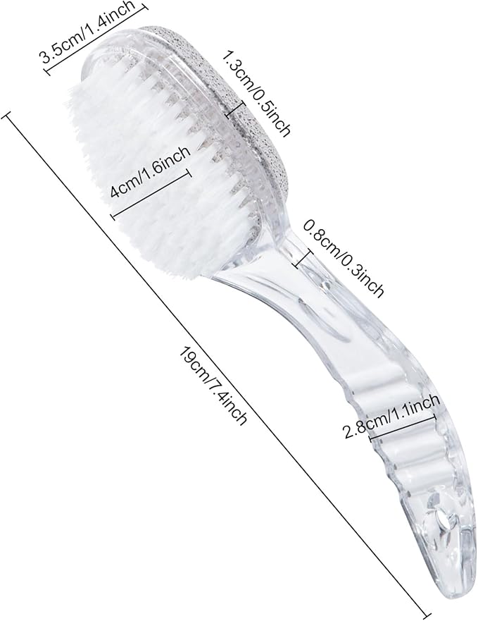 2 Pcs Foot Pumice Stone Brush Calluses Remover, Large Foot Scrubber Foot File with Handle 2 in 1 Suitable for Horniness Foot Spa, Foot Care Smooth Skin (Transparent)