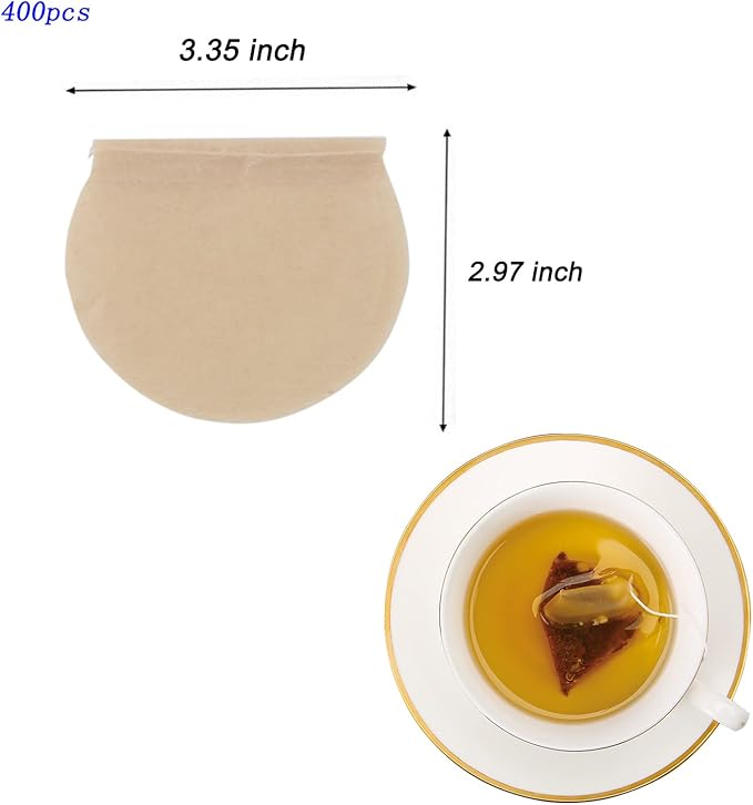 400pcs Loose Leaf Tea Empty Tea Bags - Round Natural Disposable Tea Filter Bags, Unbleached Paper Drawstring Tea & Coffee Brewing & Soup Bags