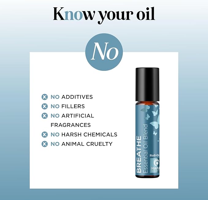 Breathe Essential Oil Roll On - Aromatherapy Essential Oil Roller with Invigorating Essential Oils - Refreshing Essential Oil Blend with Eucalyptus Peppermint Spearmint & Tea Tree Oils (1 Pack)