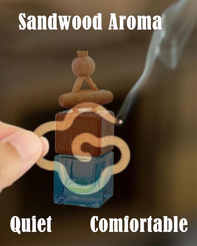 Car Air Freshener 8ml Nature Scents | 45-Days Long-Lasting Fragrance | Automotive Hanging Diffuser Bottles | Remove Auto Odor Fresh Air for Men Home Deodorizer (1pcs, Sandalwood)