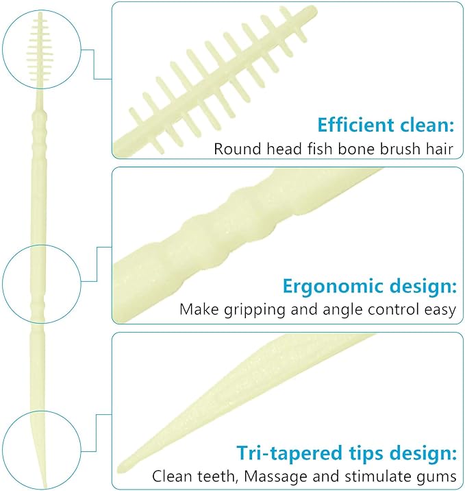 Brushpicks Interdental Toothpicks,Soft Bristle Dental Floss Picks Toothpicks,Helps Removes Plaque and Debris Between Your Teeth 600PCS (Pack of 5) Coconut