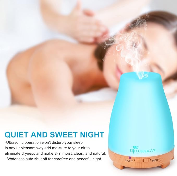 Diffuserlove Essential Oil Diffusers 200ML Remote Control Diffuser Mist Humidifiers BPA-Free Aromatherapy Diffuser (Yellow Base)