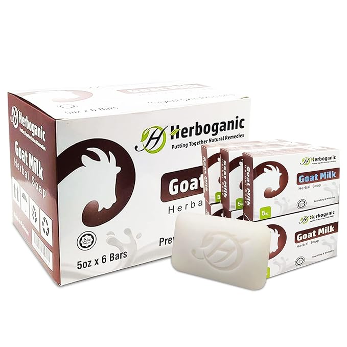 HERBOGANIC Goat Milk Herbal Soap | Pack of 6 of 5oz soap Bar | Ideal for Men and Women, Soothing and Nourishing Soap for Moisturization