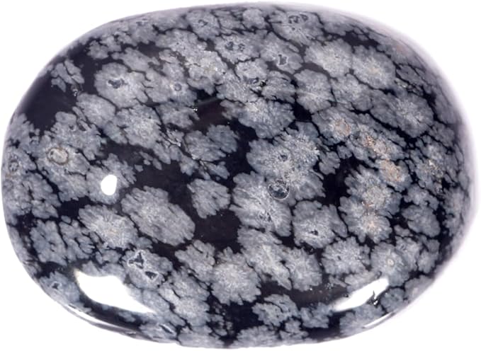 L PEDRA & CRYSTAL Worry Stone A Handheld Comfort to Ease Stress, Enhance Focus, and Promote Inner Peace (Snowflake obsidean Worry Stone)