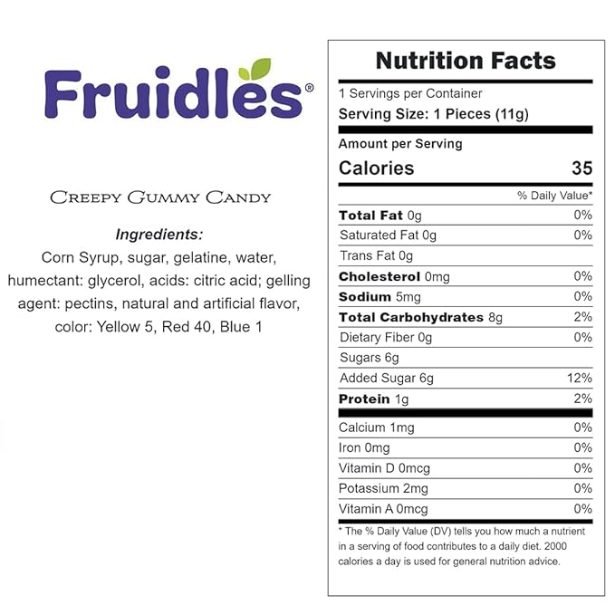 Fruidles Halloween Large Creepy Gummy Candy, Soft Chewy Gummy Candies, 4 Gummies per Pack (32 Large Gummies)