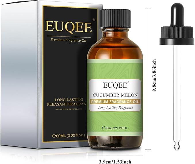 EUQEE Cucumber Melon Fragrance Oil, Premium Cucumber Melon Essential Oil 2.02 Fl oz/ 60ml with Glass Dropper for Diffuser, DIY Soap, Candle Making