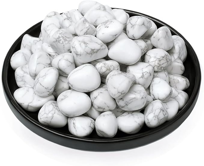 Howlite Healing Crystal Stone Set - 24 Pieces, 0.6" Natural & Polished Stones for Healing, Meditation, Reiki, Chakra, Crafting & Decoration