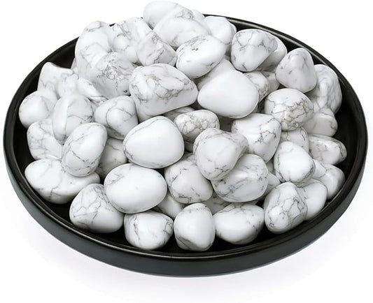 Howlite Healing Crystal Stone Set - 24 Pieces, 0.6" Natural & Polished Stones for Healing, Meditation, Reiki, Chakra, Crafting & Decoration