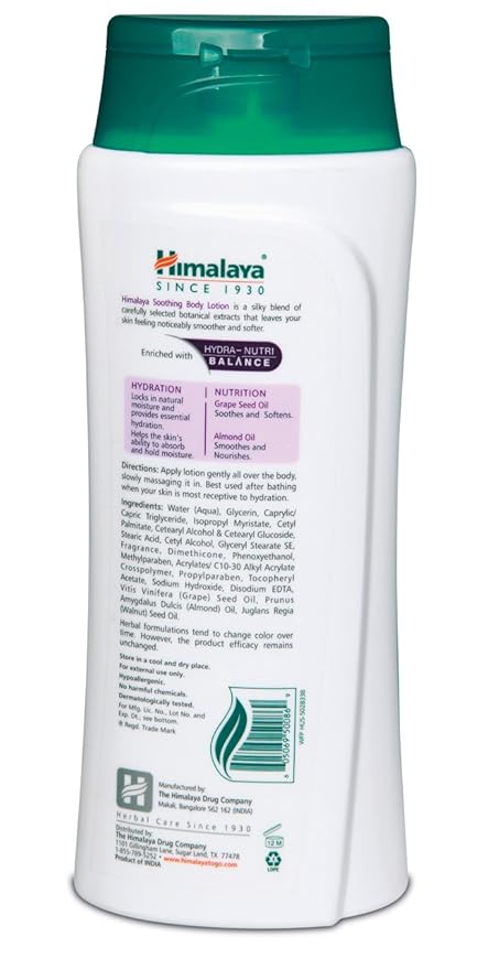 Himalaya Herbal Healthcare Soothing Body Lotion for Dry Skin, with Grape Seed and Almond Oil, Soothes and Moisturizes 13.53 oz (400 ml) (Pack of 2)