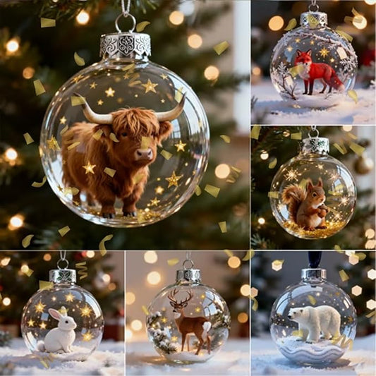 2026 Wildlife Wonders Collection Crystal Glass Ornament, Vivid 3D Animal Christmas Decoration, Clear Plastic Xmas Balls, Luxury Winter Tree Decor Sparkling Star Accents,Holiday Ornaments(All)