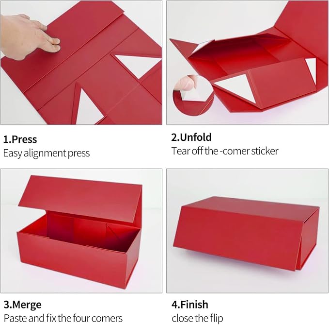 Gift Boxe 12" x 6" x 4" with Magnetic Closure Lid Gift Boxes for Presents,Bridesmaid Gifts Box,Cute Box,Birthday Gift box,Luxury for Gift Packaging, Magnetic Gift Box for Wrapping Gifts (Red)