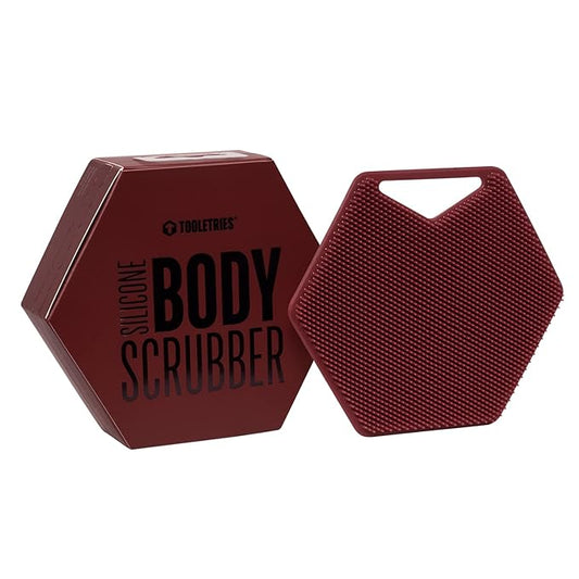 Tooletries Body Scrubber - Silicone Exfoliating Scrubber - Bathroom & Shower Accessory for Durable, Long Lasting Body Wash for Men - Burgundy