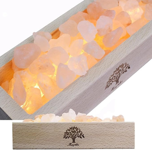 Himalayan Salt Lamp Diffuser - 300g Pink Salt with Wood Base, USB Powered, Warm Light for Aromatherapy, Relaxation, Meditation, Home Decor, Gifts