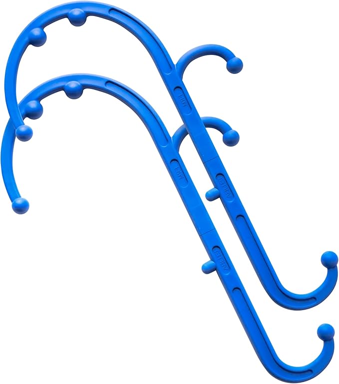 LiBa Back and Neck Massager - Trigger Point Massage Tools for Pain Relief and Manual Massage Hook Therapy Handheld Back Neck Shoulder Massager Blue - 2-Pack Gift for Women & Men