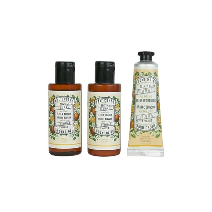 Panier des Sens - Orange Blossom Set for Women - Body Lotion + Shower Gel + Hand Cream - Christmas Gift for Her - Body Care Kit with 96% Natural Ingredients - Self Care Gifts for women