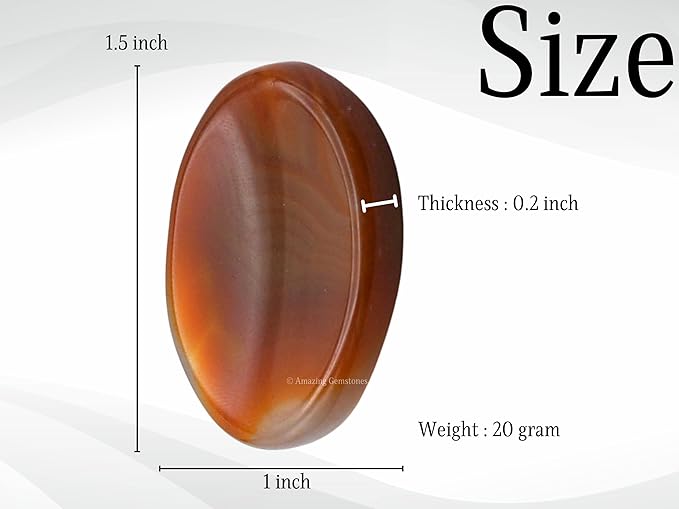 Amazing Gemstone Carnelian Onyx Worry Stone, Healing Crystals - Piedra Crystal Fidget for Gift, Meditation, Calming, Relaxation, Stress Relief