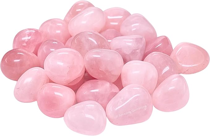 Amazing Gemstone Rose Quartz Crystals and Healing Stones Tumbled - 1 oz Rose Quartz Stone Gem Stones, Natural Healing Stones for Energy Balance, Stress Relief - Premium Polished Gems Rocks