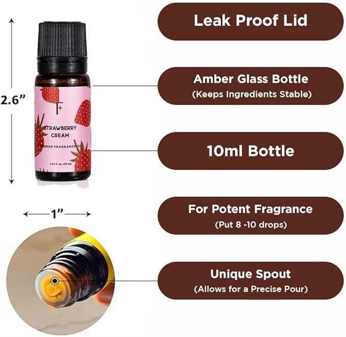 Folkulture Essential Oils for Home | Set of 3 (0.34 fl oz x 3) Essential Oils for Relaxation | Peach or Strawberry Diffuser Oil for Meditation | Pineapple Essential Oil for Gifts for Women