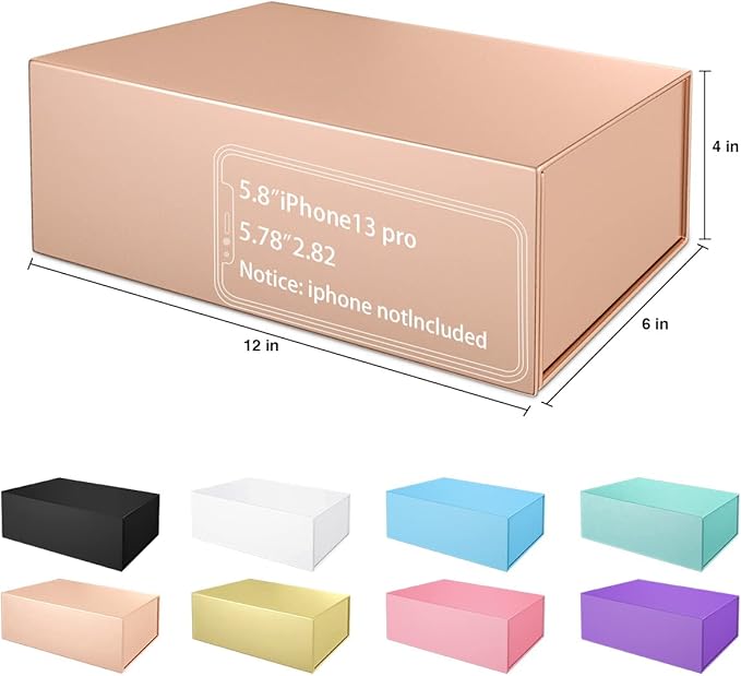Gift Boxes 12"x6"x4" with Magnetic Closure Lid Gift Boxes for Presents,Bridesmaid Gifts Box,Cute Box,Luxury for Gift Packaging, Magnetic Gift Box for Wrapping Gifts (Rose Gold/5PCS)