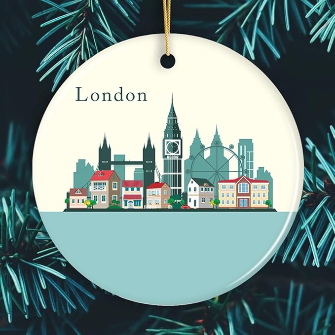 London Ornament, England Landmark Christmas Decoration (Circle)