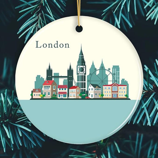 London Ornament, England Landmark Christmas Decoration (Circle)