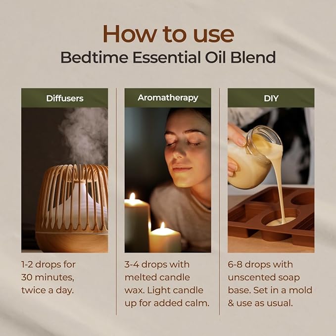 Gya Labs Bedtime Essential Oil for Aromatherapy – 0.34 Fl Oz – Premium Grade Essential Oils for Diffuser, Aromatherapy, Hair Care, Skin Care, Body, Massage & DIY Candle Making Scents