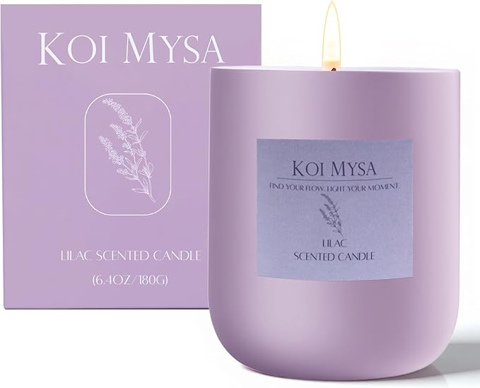 Lilac Blossoms Natural Soy Candle Non Toxic for Home Scented, Purple Aromatherapy Candle Décor Birthday Gifts Ideas for Her Women Mom Daughters Friends, 6.4 Oz