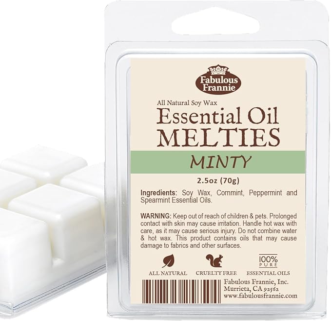Fabulous Frannie Minty Pure & Natural Soy Candle Meltie/Tart/Melts Made with Pure Spearmint and Peppermint Essential Oils 2.5oz