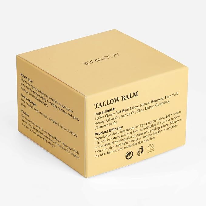 New Whipped Beef Tallow for Skin 4.05oz, 100% Organic Grass Fed Beef Tallow for Face, Pure Tallow Honey and Balm, Beef Tallow, Tallow Moisturizer for Face & Body, Natural Tallow Balm Nourish All Skin