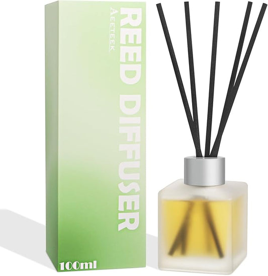 Reed Diffuser, Citrus & Orange Scented Oils Home Fragrance, 3.4fl oz(100ml) Long Lasting Fruity Air Freshener, Essential Oil for Bathroom Guest Room Decor (1-Pack)