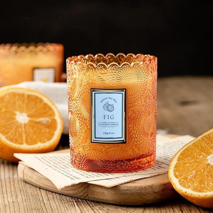 Candles Gifts for Women,Valentine's Day Gift Scented, Mother's Day, Natural Soy Candle, 8.1 oz 60 Hours Burn, Candles for Home Scented (fig)