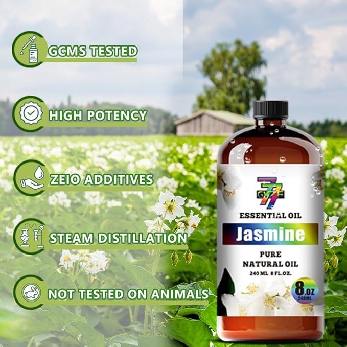 Jasmine Essential Oil (8 oz / 240 ml) – Jasmine Oils for diffusers, humidifiers, Home Baths, Cleaning Products, Yoga, DIY Soaps and DIY Scented Candles