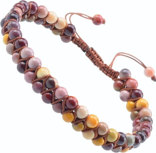 MASSIVE BEADS Double Layer Natural Chakra Healing Power Crystals Macrame Bracelet Yoga Stone Beads Gemstone Meditation Relax Anxiety Bangle for Unisex Women Men
