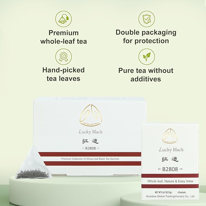 GTGLOTRA Full-Leaf Loose Black Tea, 24 Pyramid TeaBags(4 Pack), Easy Brew, Spring Harvest, Caffeine Alternative to Coffee, 100% Natural, Low Caffeine, Biodegradable Whole Leaf Tea Sampler, Office Reception,Family Party &Gifts