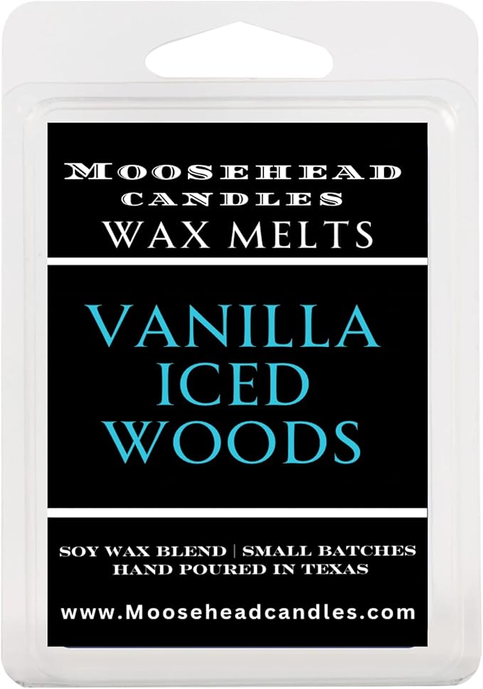 Iced Vanilla Woods Wax Melts – 4 Pack Soy Wax Melts for Warmers | Vanilla, Cedarwood & Sandalwood Blend | Long Lasting Fragrance | Pet Safe & Handmade in US