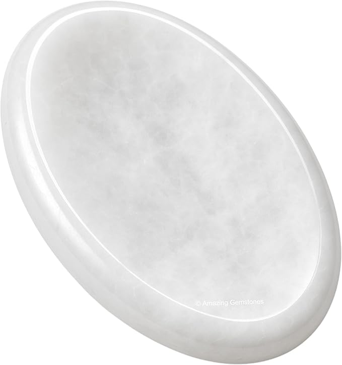 Amazing Gemstone Snow Quartz Worry Stone Crystals and Healing Stones - Worry Stones for Stress Relief Gifts - Piedra Crystal Fidget for Meditation - Unique Stocking Stuffers and Birthday Gifts