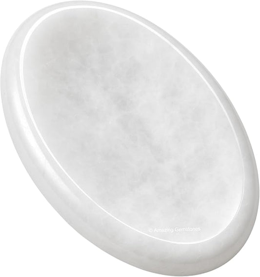 Amazing Gemstone Snow Quartz Worry Stone Crystals and Healing Stones - Worry Stones for Stress Relief Gifts - Piedra Crystal Fidget for Meditation - Unique Stocking Stuffers and Birthday Gifts