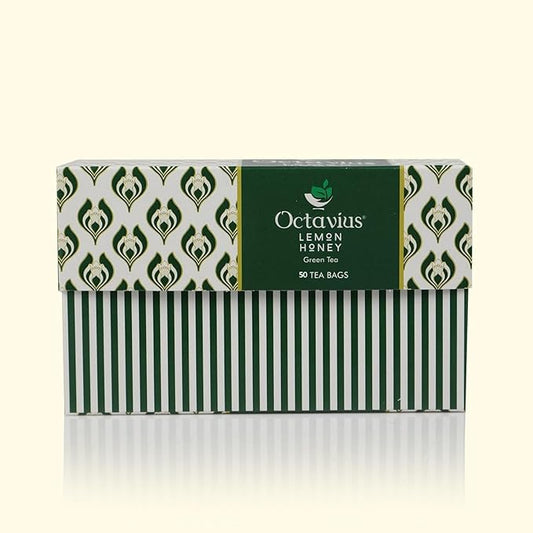 Octavius Lemon Honey Green Tea Bags – Pack of 50 Enveloped Tea Bags | Refreshing & Aromatic Blend with Natural Lemon and Honey | Antioxidant-Rich Green Tea for Detox & Immunity