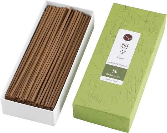 Asayu Japan Traditional Incense Sticks Japanese Cedar Wood Fragrance Scent (40gr) for Evening Meditation, Relax or Yoga, Made in Japan - Japanese Cedar Wood 40gr
