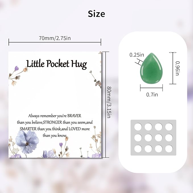 40 Sets Little Worry Stone Waterdrop Pocket Hug Token Gift Cards Keepsake Funeral Favors Encouragement Gifts for Women Adults Party Favors