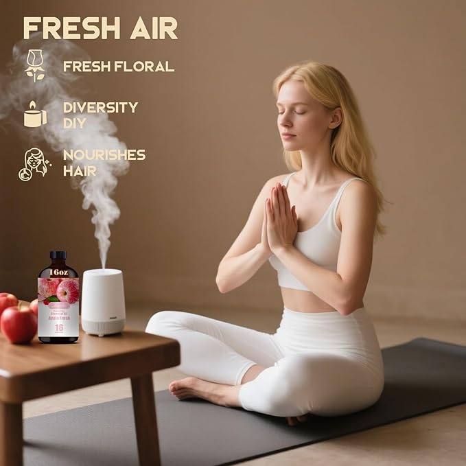 Apple Fragrance Oil-Apple Essential Oil 16.33oz (490ml)-100% Pure Natural Scent for Diffusers, Candles, Soap Making & Aromatherapy-Relaxing Home & Gift Essential Oil for Bath, Massage