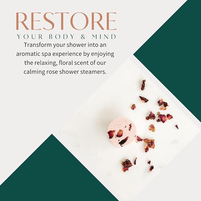 Thulisa Naturals Rose Shower Steamers Aromatherapy | Organic Shower Bombs with Essential Oils | Self Care Christmas Birthday & Spa Gifts for Women & Men | Stocking Stuffers | 4 Pack