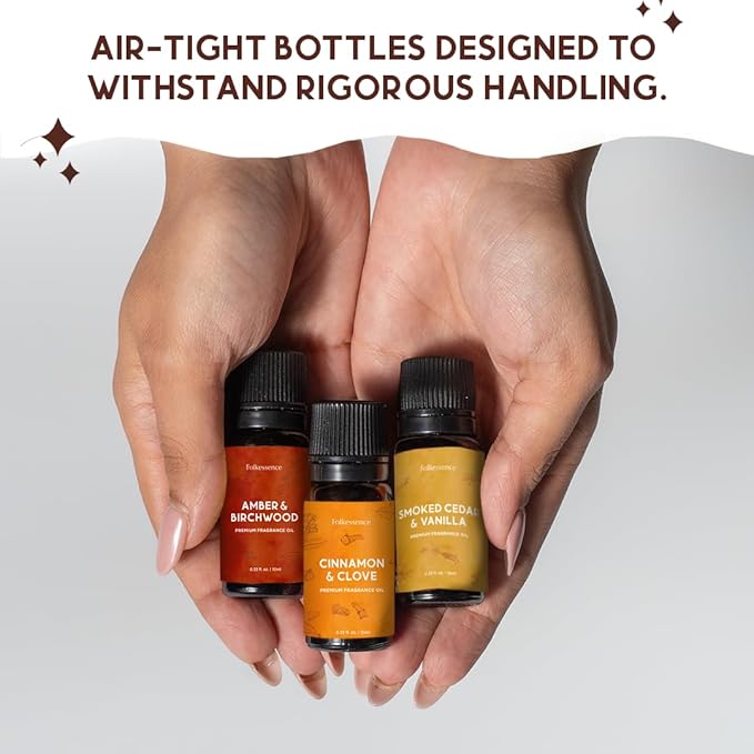 Folkulture Essential Oils for Home | Set of 3 (0.34 fl oz x 3) Fall Essential Oil or Diffuser Oils for Relaxation | Cedar, Cinnamon or Fall Scents | Vanilla Essential Oil for Fall Essentials