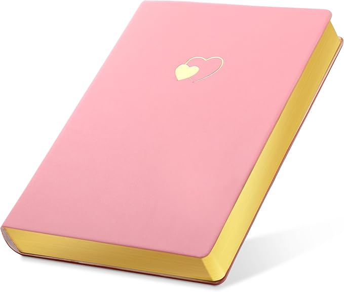 CAGIE Pink Journal for Women 256 Pages Cute Diary with Heart-Shaped Leather Journals for Writing A5 Soft Cover Journaling Notebooks for Work School (03 Pink, A5)