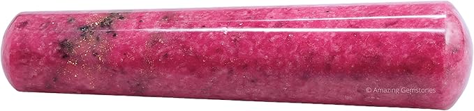 Amazing Gemstone Rhodonite Crystal Wand Massage Stick - Pelvic Wand Gua Sha for Adults - Crystals and Healing Stones Massage Wands for Adults Gifts (Smooth)