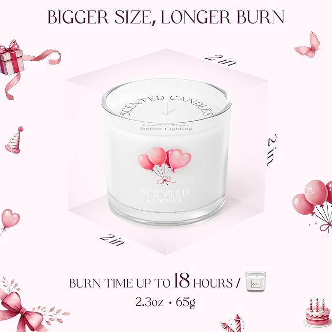 Birthday Candles, Scented Candles Gift Set for Stress Relief, 6 Votive Candles for Women and Men, Birthday Candle Gifts for Women (6 Colors, 14 oz)