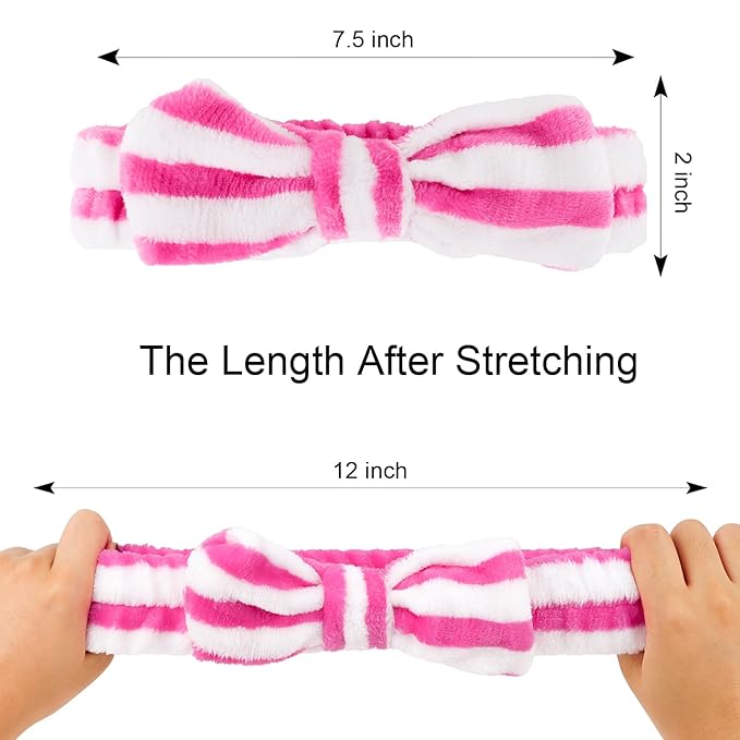 Casoty 6 Pcs Spa Skincare Headband for Women Makeup Headband, Hair Holder for Washing Face, Soft Coral Fleece Headbands for Makeup, Bow Headbands for Face Washing Shower Skin Care Yoga