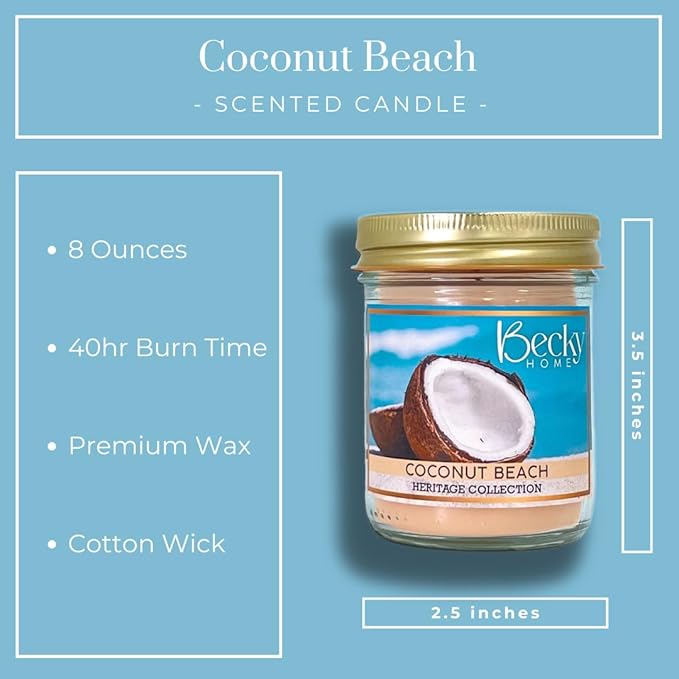 8oz Coconut Scented Candles for Home, 45 Hrs Soy Wax Candle, Aromatherapy Candle Gifts for Men and Women